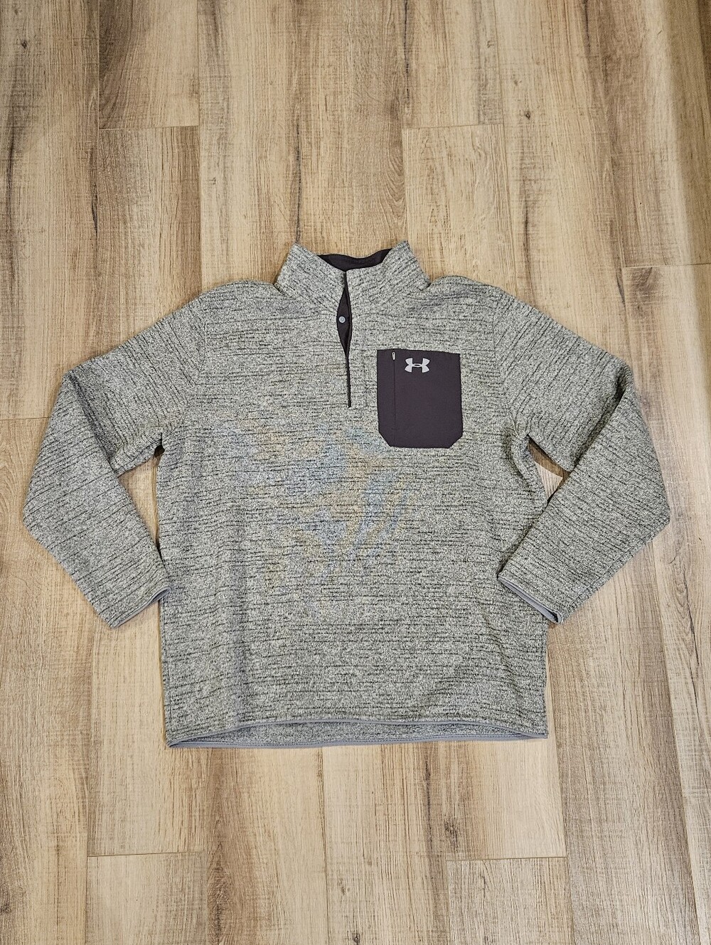Under Armour Sweater Fleece 1/4 Zip Pullover Gray Chest Pocket Mens XXL